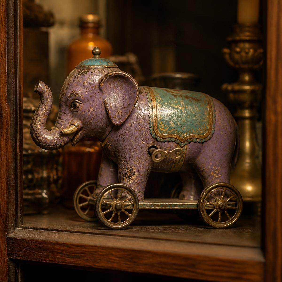 Clockwork tin circus elephant